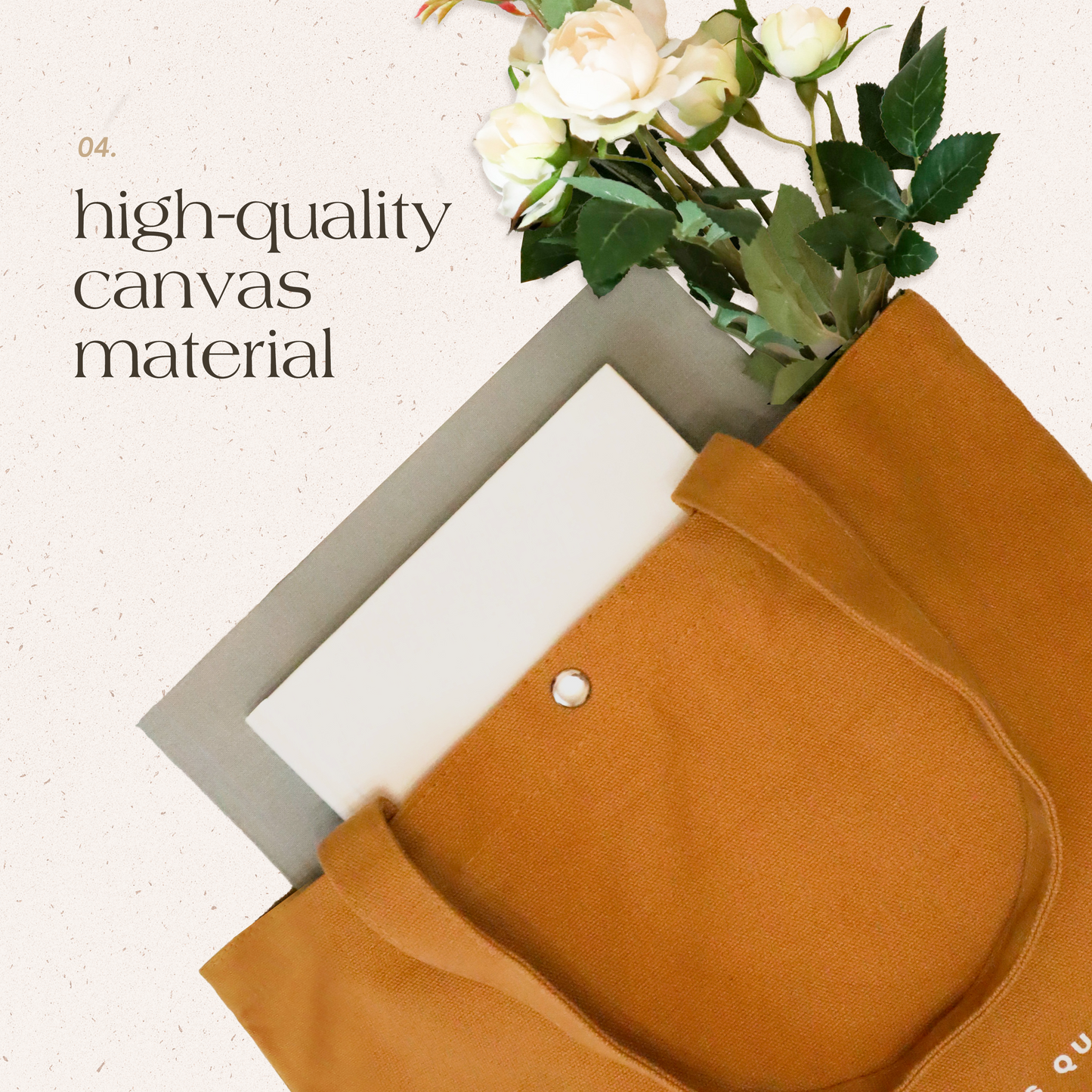 Je Ne Sai Quoi Canvas Tote Bag with Pocket (Tan)