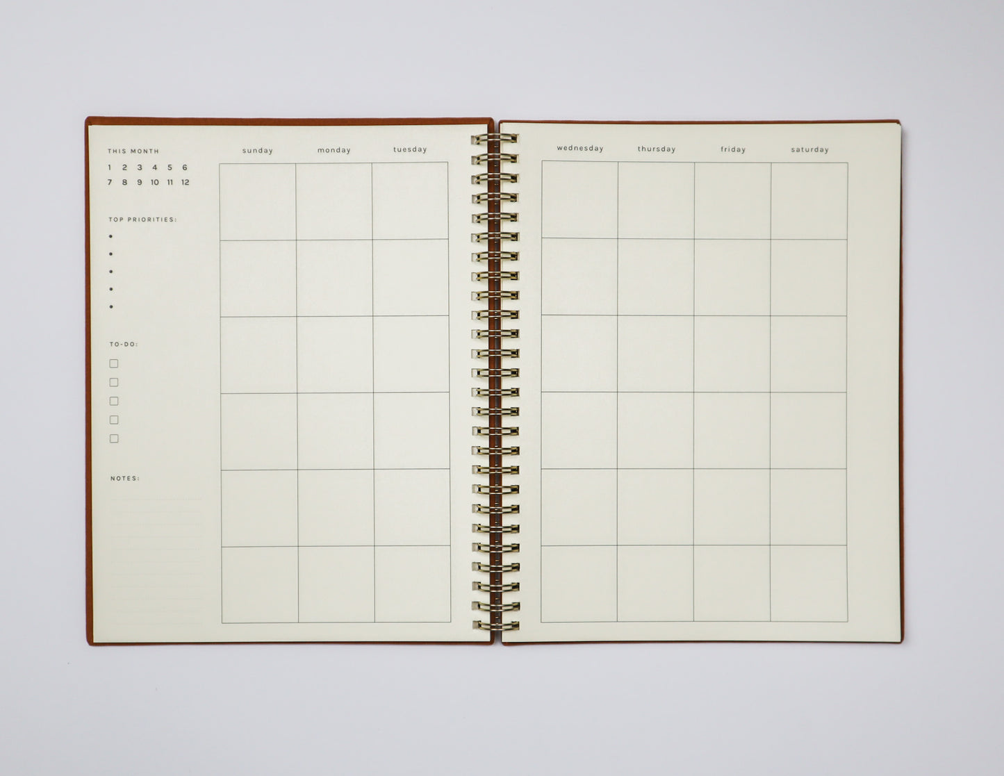 Undated Monthly Planner in Terracotta