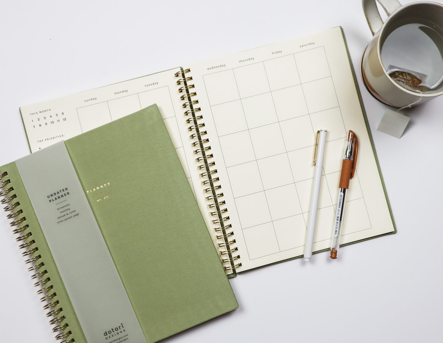 Undated Monthly Planner in Sage