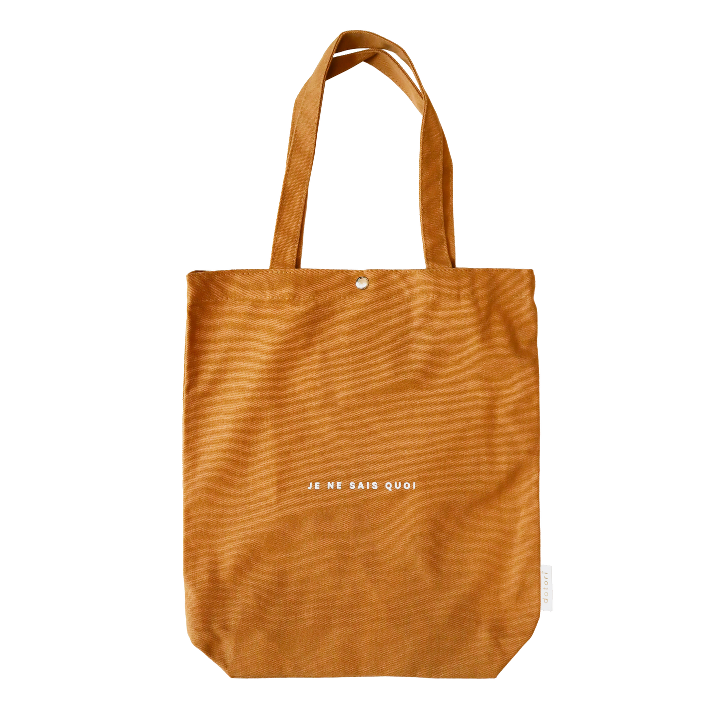 Je Ne Sai Quoi Canvas Tote Bag with Pocket (Tan)