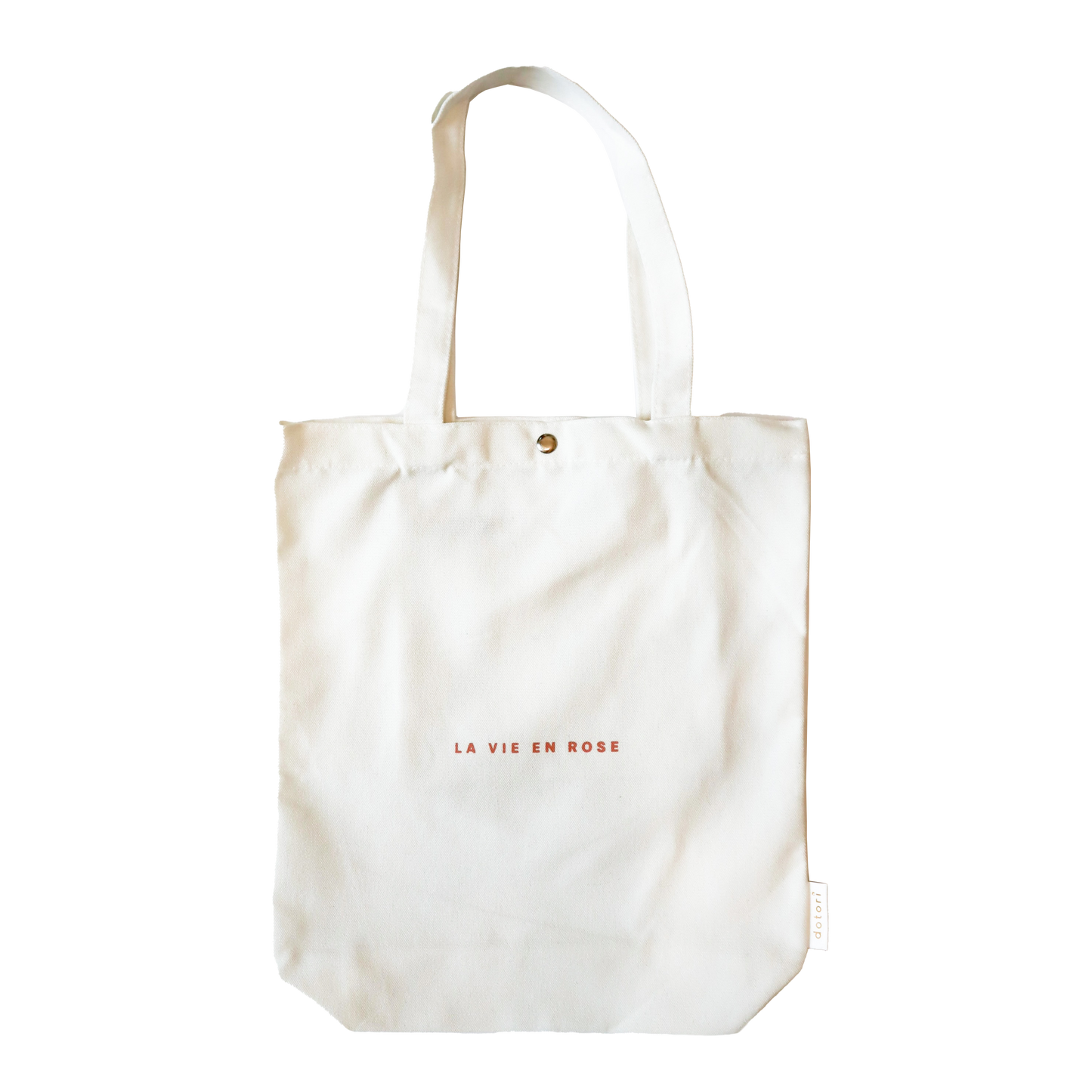 La Vie en Rose Canvas Tote Bag with Pocket (White)