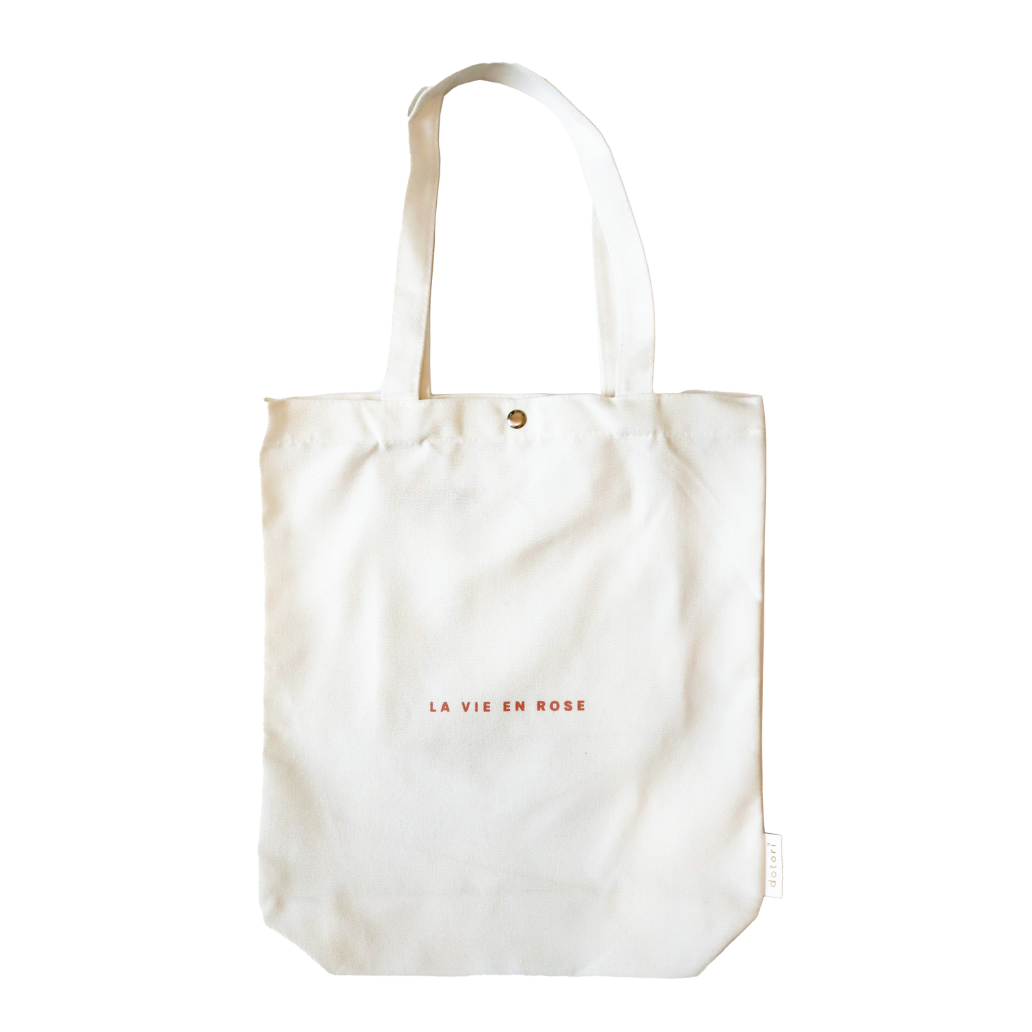La Vie en Rose Canvas Tote Bag with Pocket (White) – dotori designs